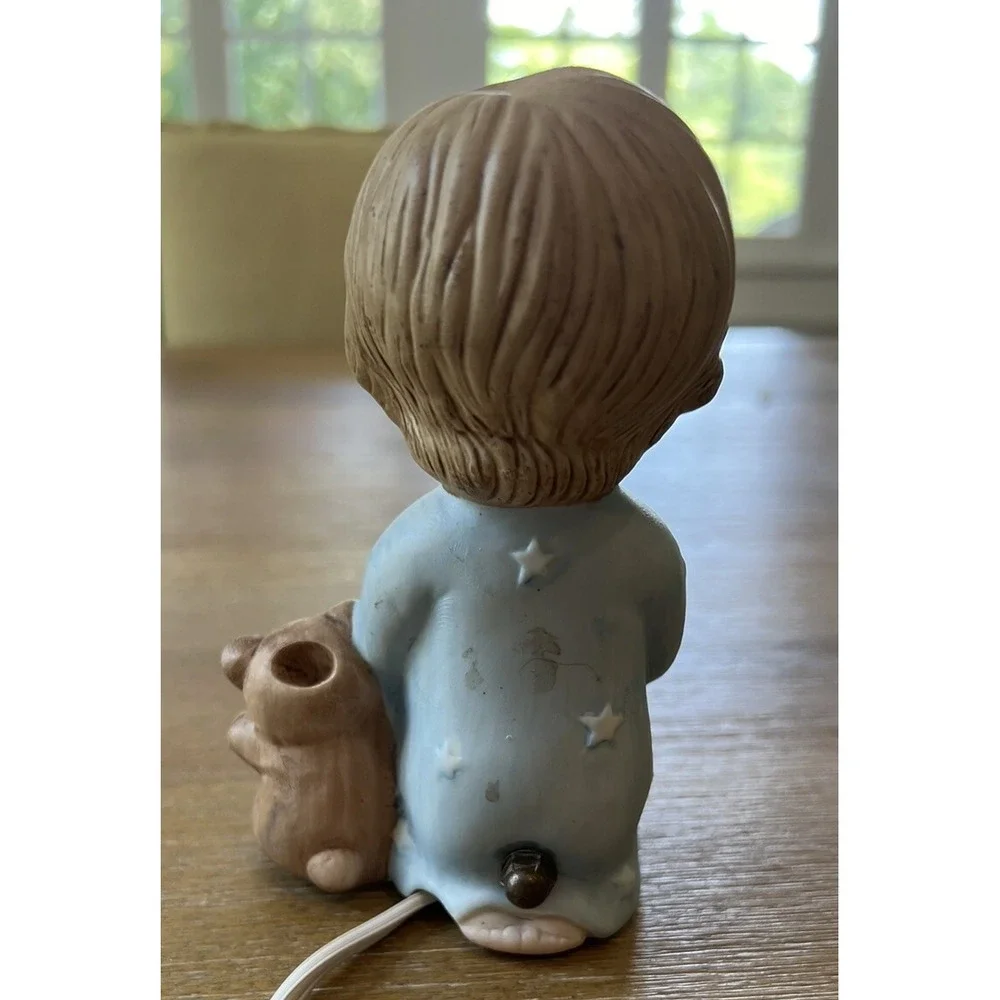 Vintage I.W. Rice Porcelain Child Bear Praying Lamp/ Night Light